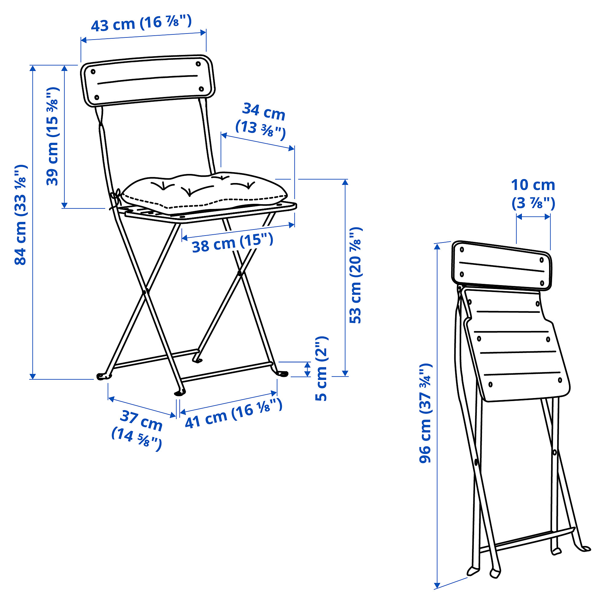 SUNDSÖ table and 2 folding chairs