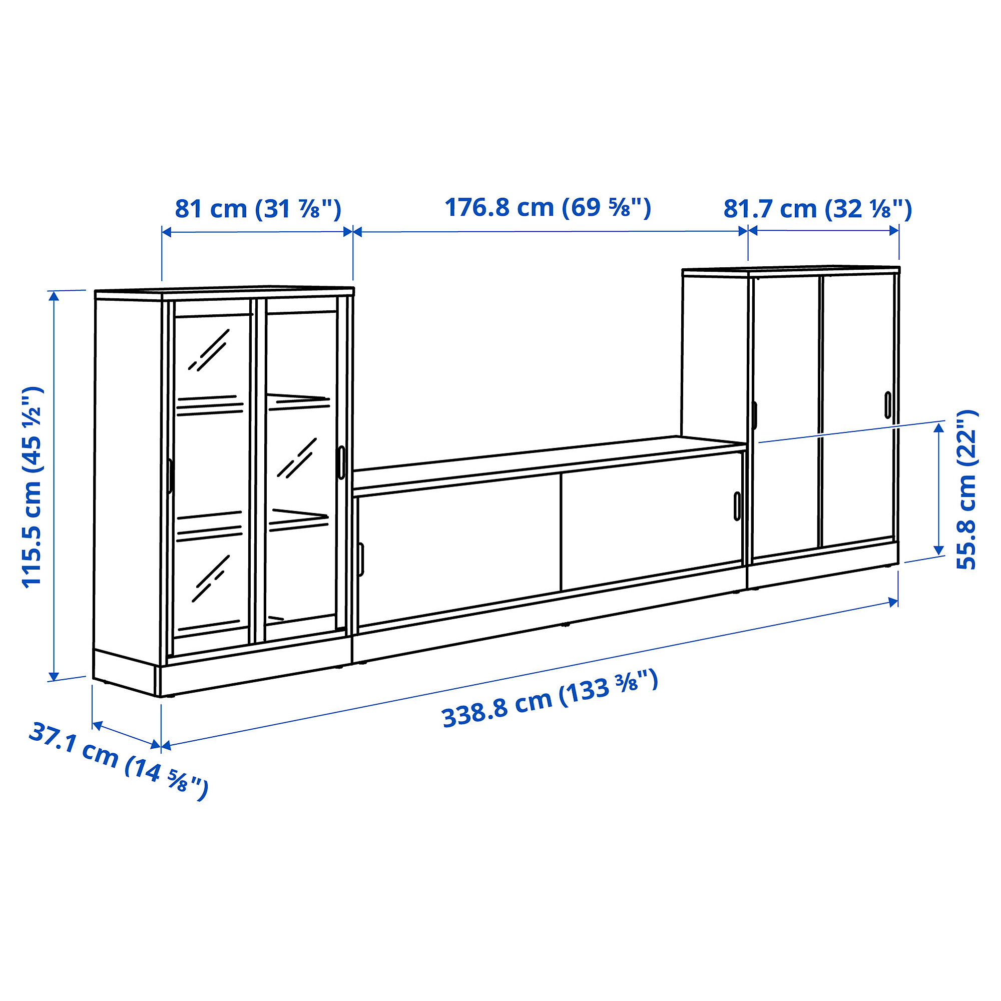 TONSTAD TV/storage comb with sliding doors