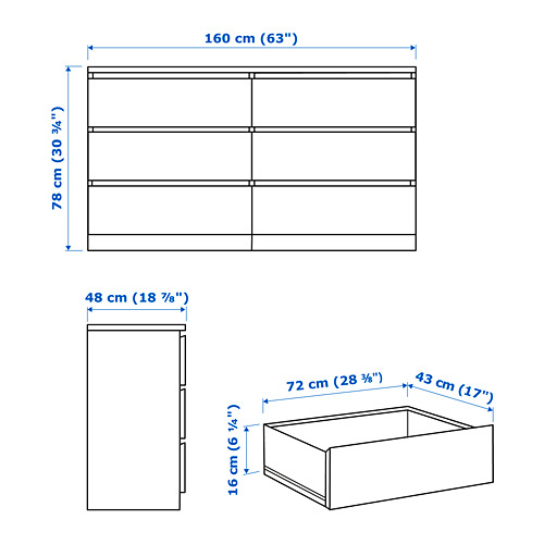 MALM - 抽屜櫃/6抽, 白色 | IKEA 線上購物 - PE755890_S4