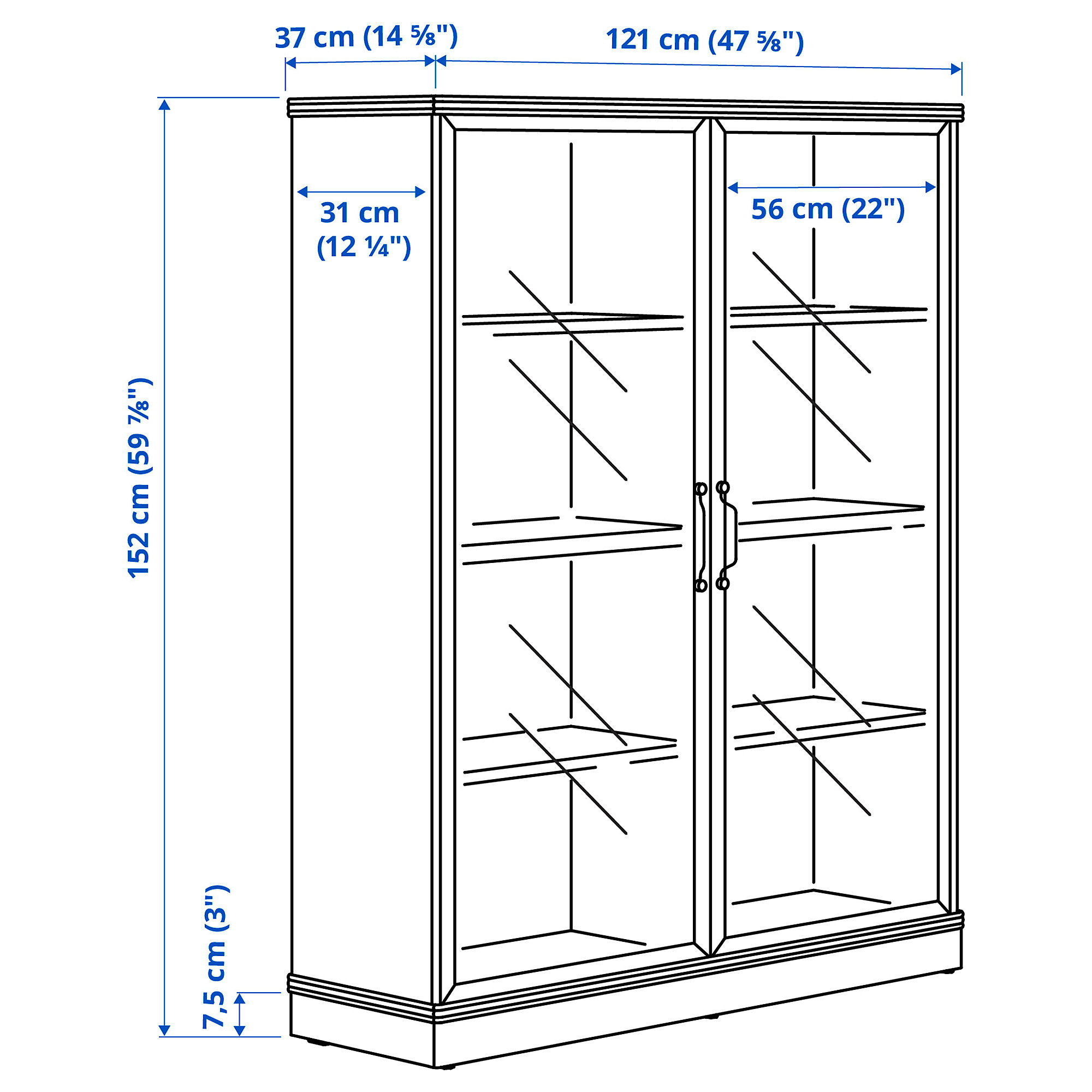 LANESUND glass-door cabinet