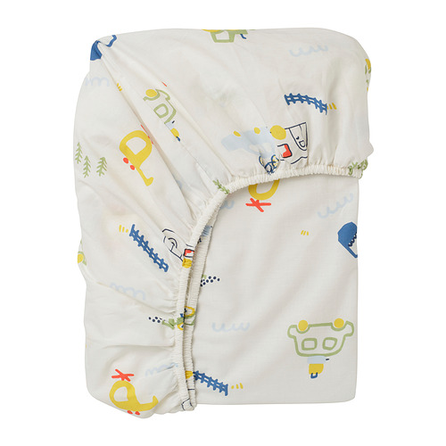 BARNDRÖM - fitted sheet, white/vehicles pattern, 90x200 cm | IKEA Taiwan Online - PE997522_S4