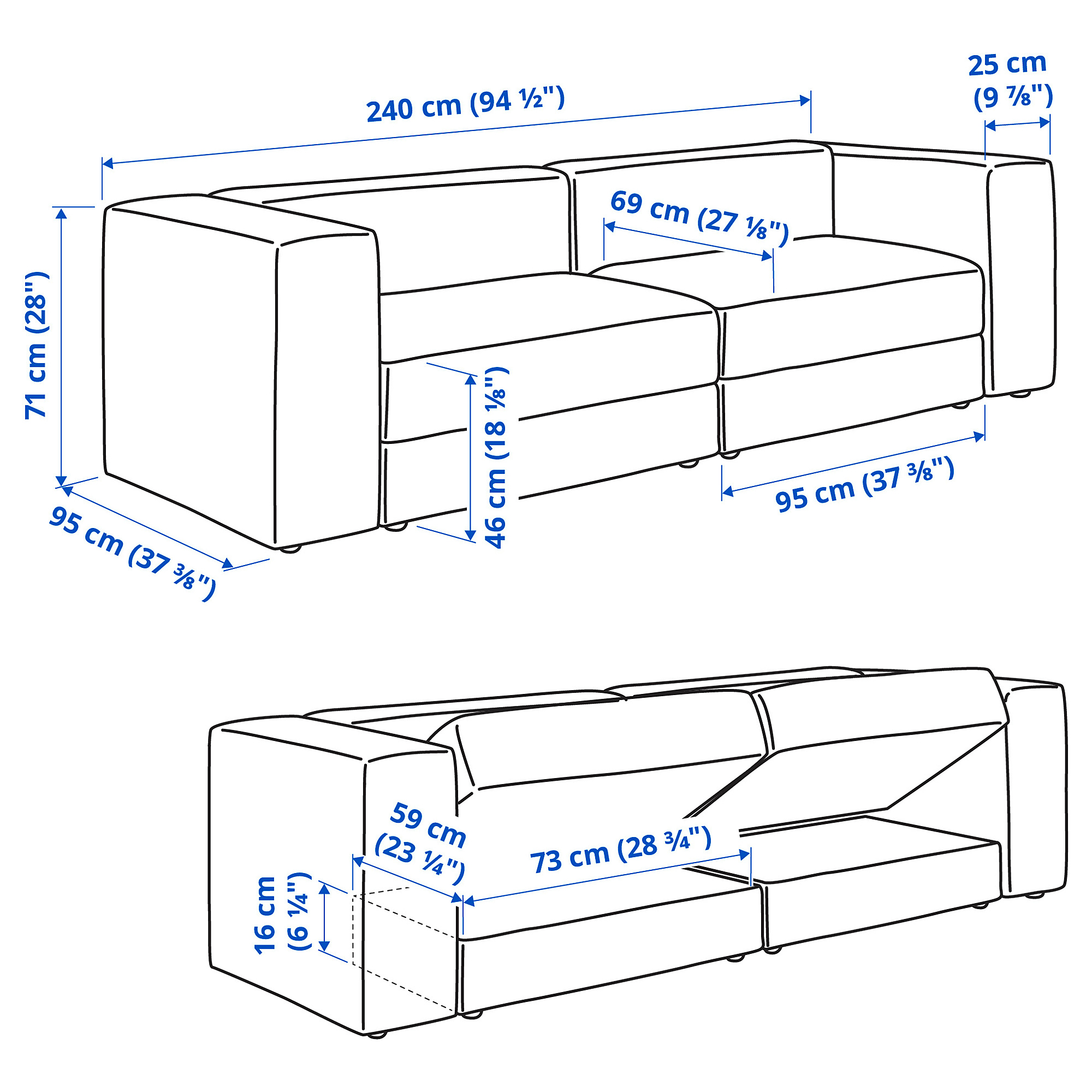 JÄTTEBO 3-seat modular sofa