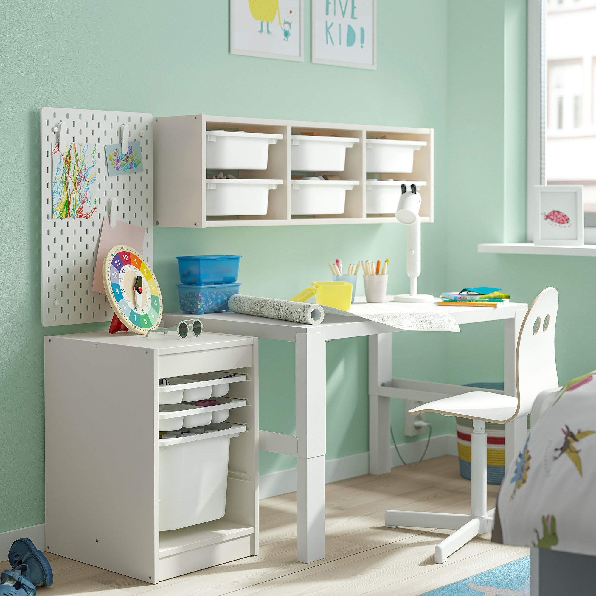 TROFAST storage combination with box/trays