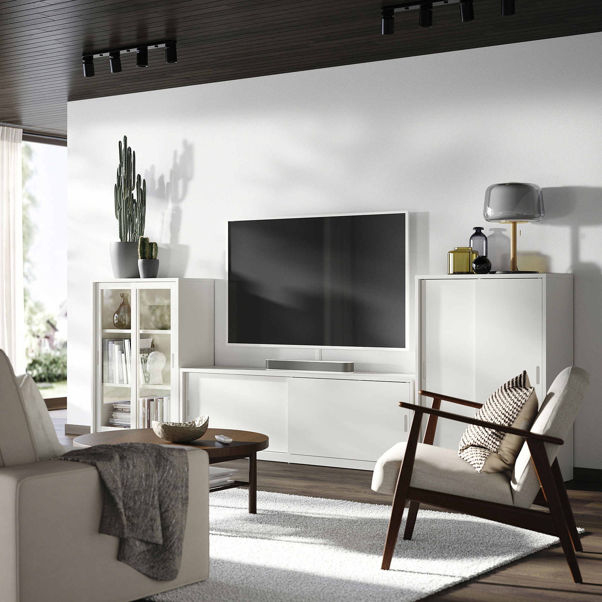 TONSTAD TV/storage comb with sliding doors