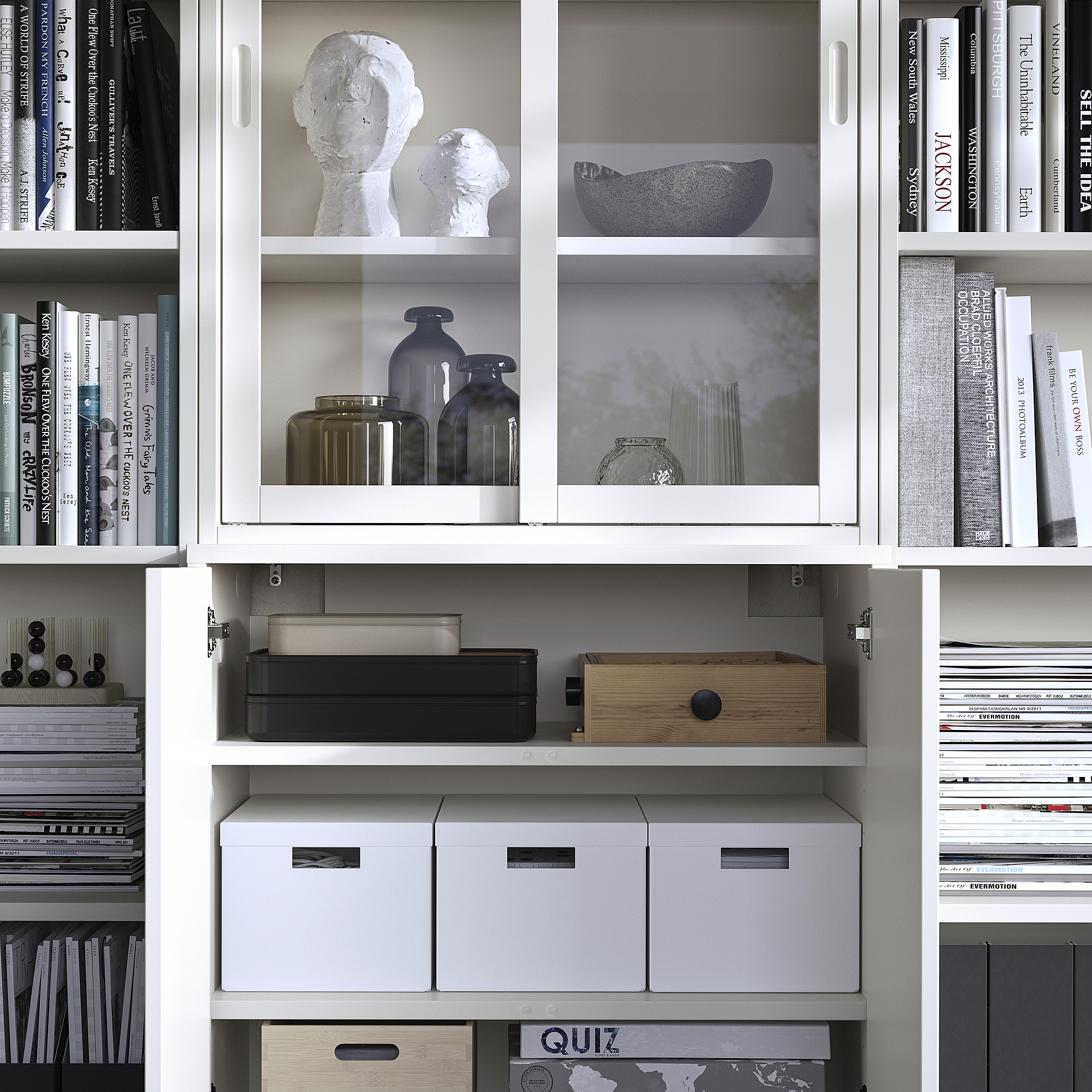 TONSTAD storage comb w sliding glass doors
