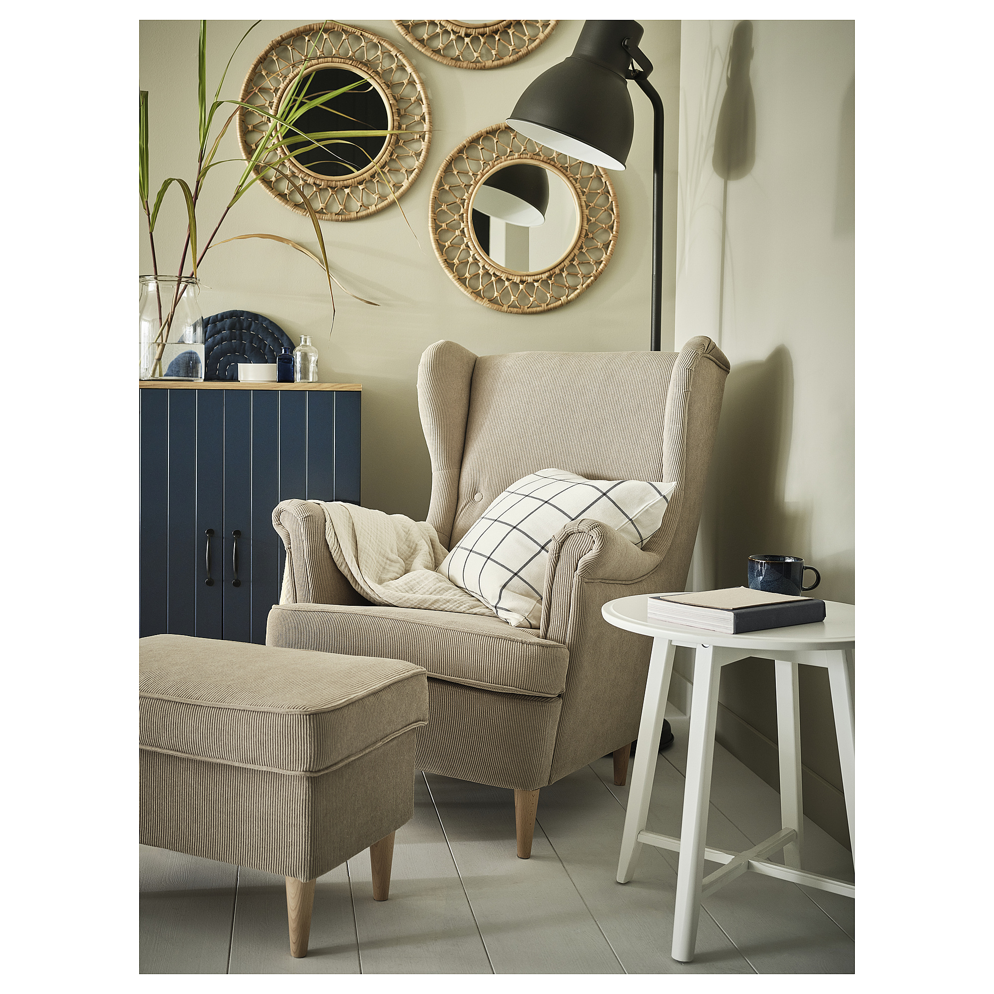 STRANDMON armchair and footstool