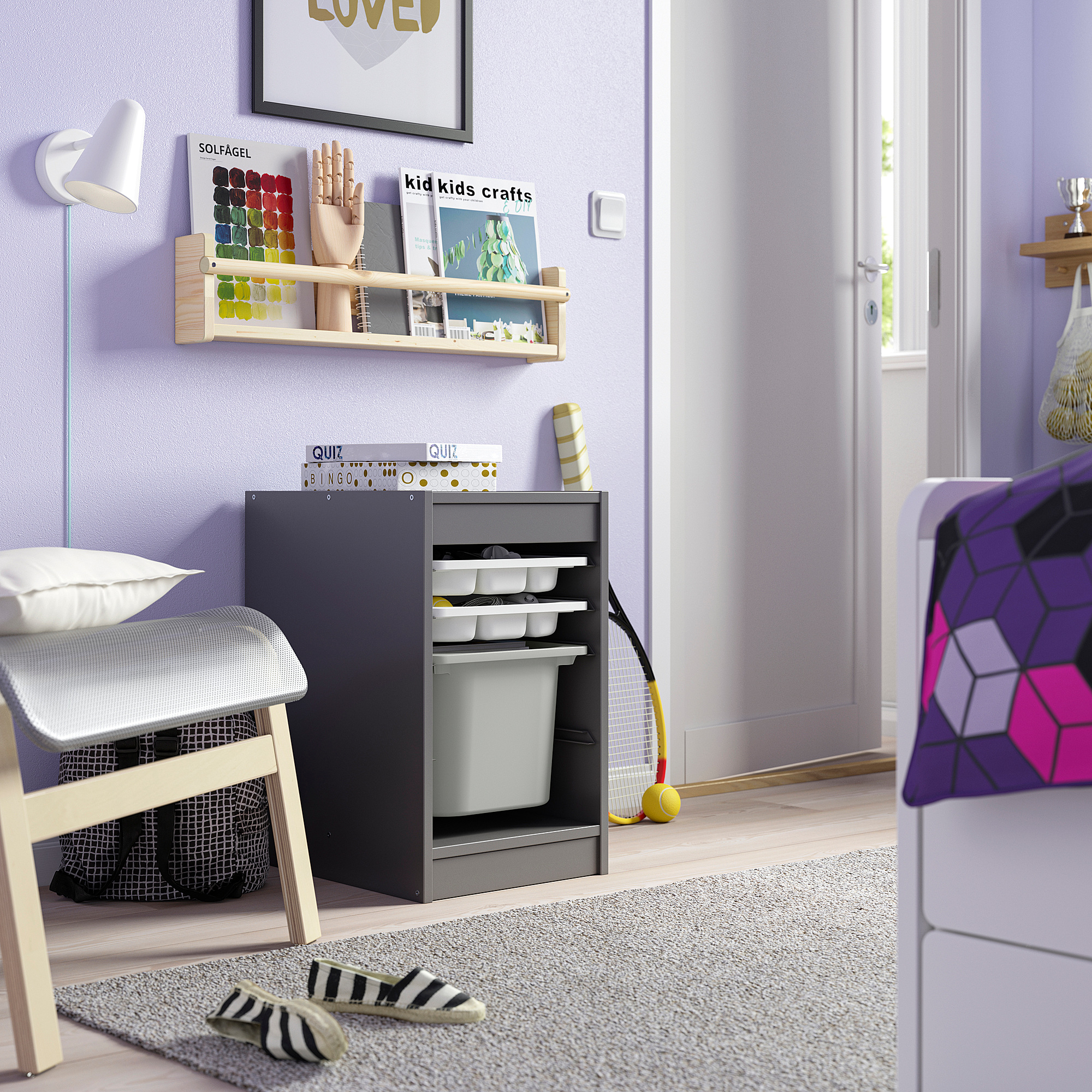 TROFAST storage combination with box/trays