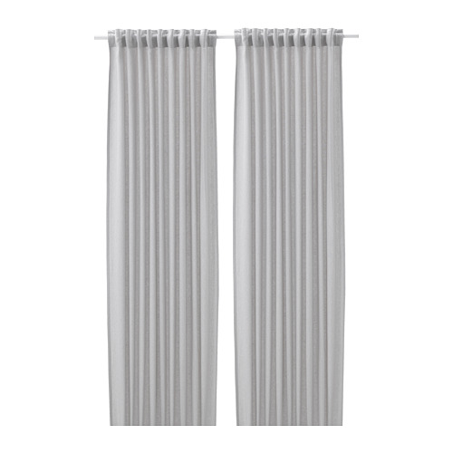 FJÄDERMOTT - curtains, 1 pair, white/grey | IKEA Taiwan Online - PE811853_S4