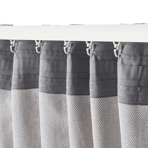FJÄDERMOTT - curtains, 1 pair, white/grey | IKEA Taiwan Online - PE811855_S4