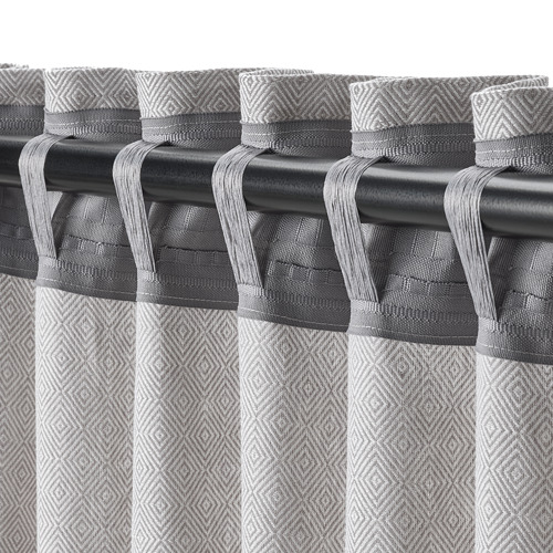FJÄDERMOTT - curtains, 1 pair, white/grey | IKEA Taiwan Online - PE811856_S4