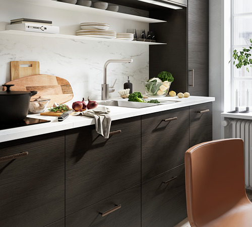 METOD - wall cabinet horizontal, white Askersund/dark brown ash effect | IKEA Taiwan Online - PH174646_S4