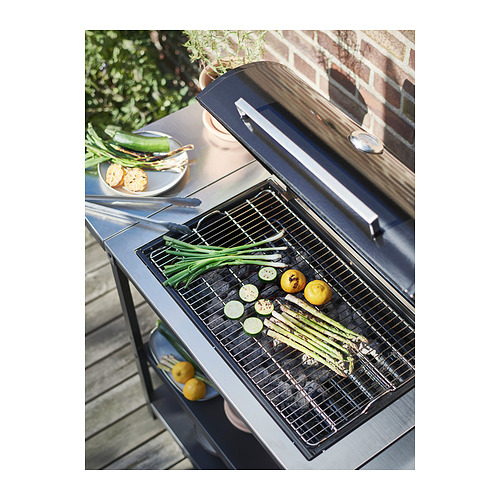 GRILLSKÄR charcoal barbecue w 2 side tables