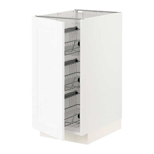 METOD base cabinet with wire baskets