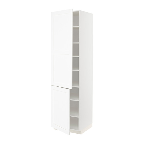 METOD - high cabinet with shelves/2 doors, white Enköping/white wood effect | IKEA Taiwan Online - PE855779_S4