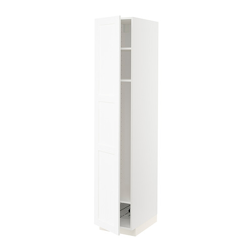METOD - high cabinet w shelves/wire basket, white Enköping/white wood effect | IKEA Taiwan Online - PE855916_S4
