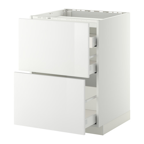 METOD/MAXIMERA - base cab f hob/2 fronts/3 drawers, white/Ringhult white | IKEA Taiwan Online - PE412364_S4