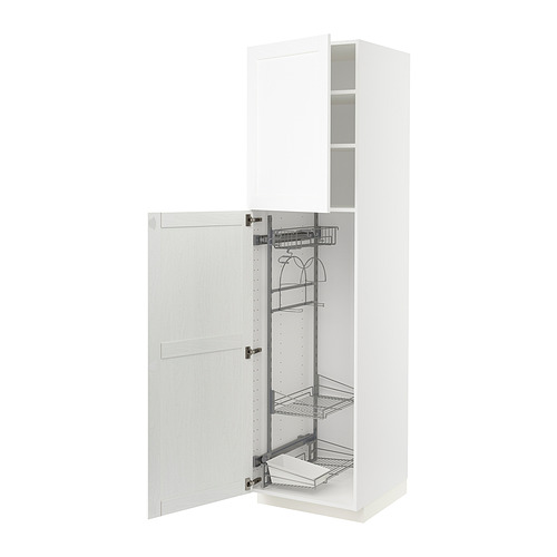 METOD - high cabinet with cleaning interior, white Enköping/white wood effect | IKEA Taiwan Online - PE855803_S4