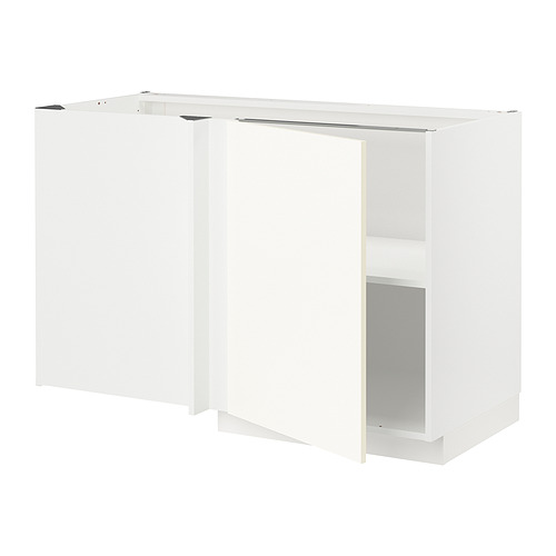 METOD - corner base cabinet with shelf, white/Vallstena white ...