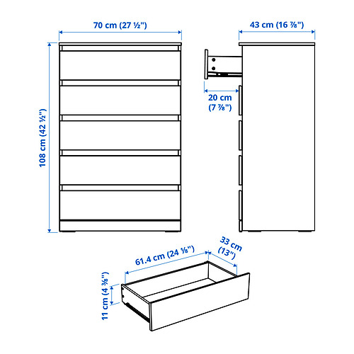 LILLBERGET chest of 5 drawers