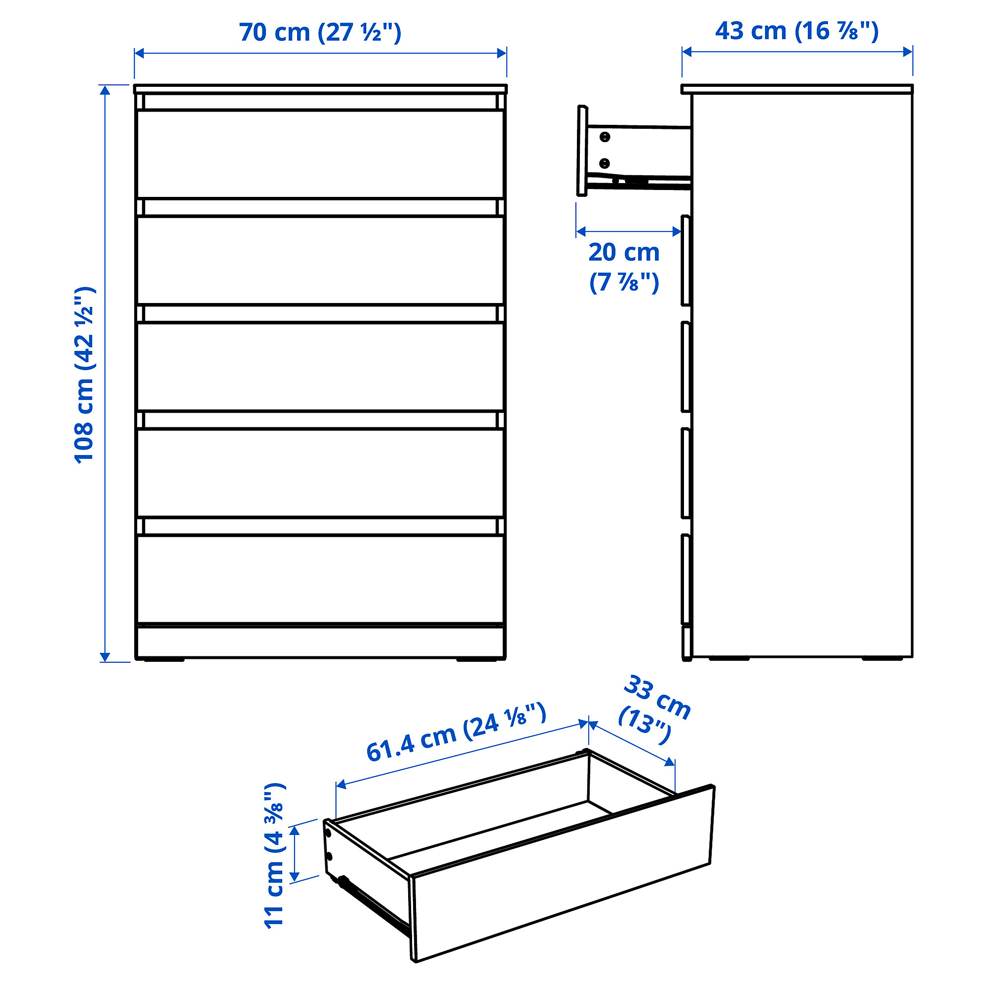 LILLBERGET chest of 5 drawers