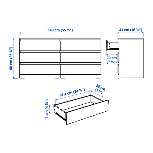 LILLBERGET chest of 6 drawers