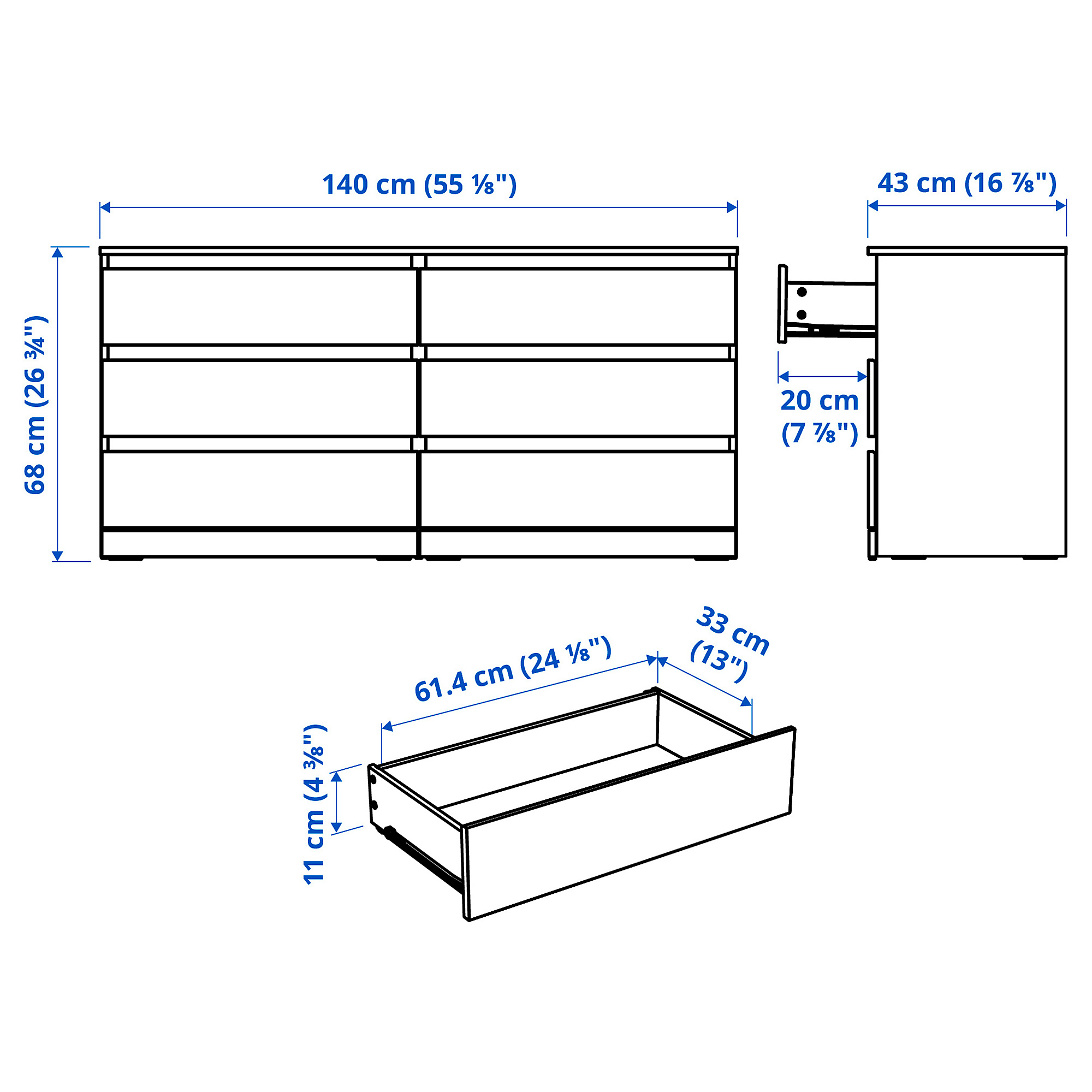 LILLBERGET chest of 6 drawers