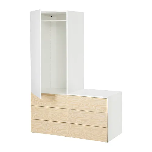 PLATSA - 衣櫃 1門 6抽屜, 白色 Kalbåden/松木效果 FONNES白色, 120x57x181 公分 | IKEA 線上購物 - PE894350_S4