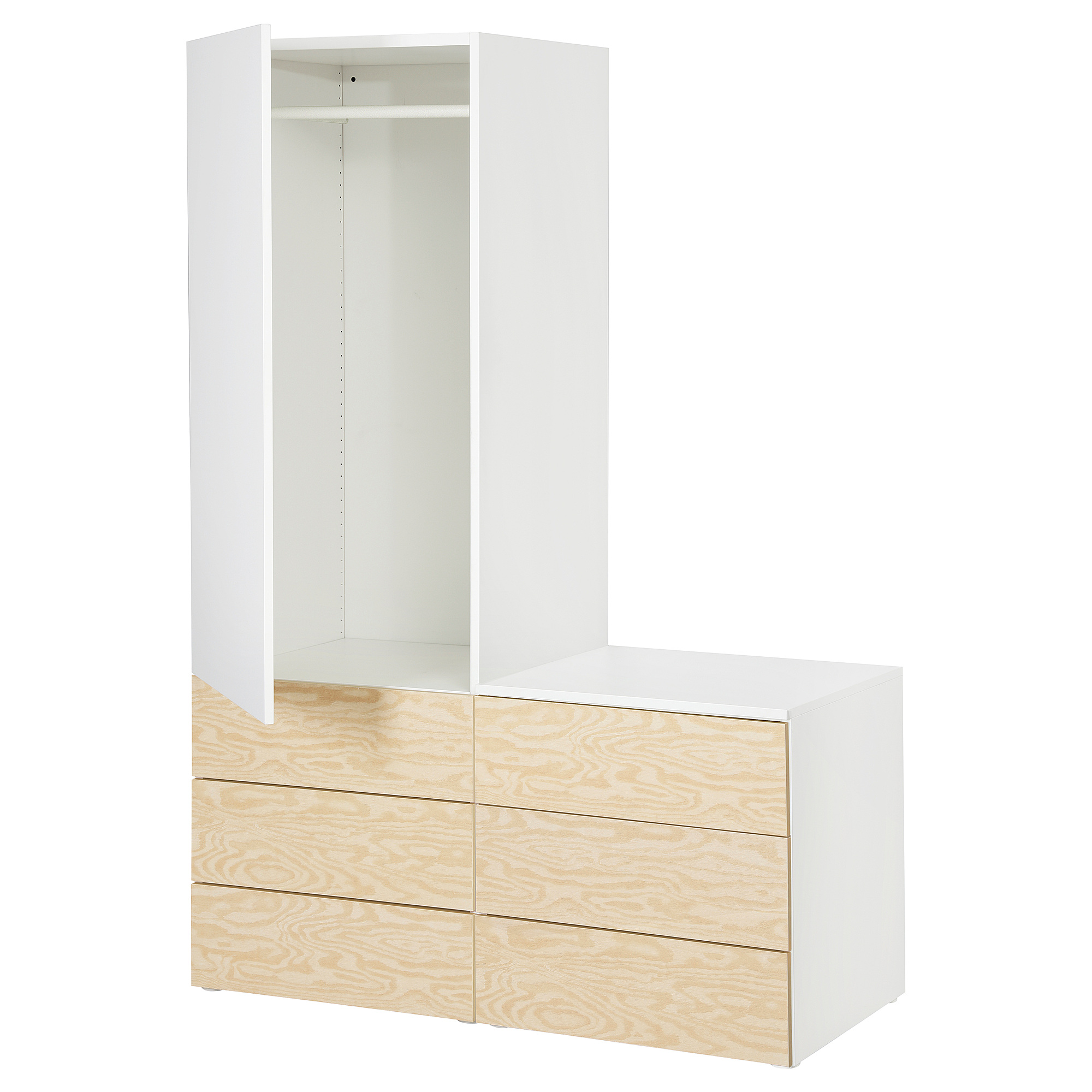 PLATSA wardrobe with 1 door and 6 drawers