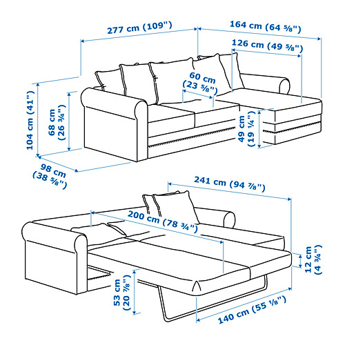 GRÖNLID - sleeper sofa with chaise | IKEA Taiwan Online - PE717550_S4