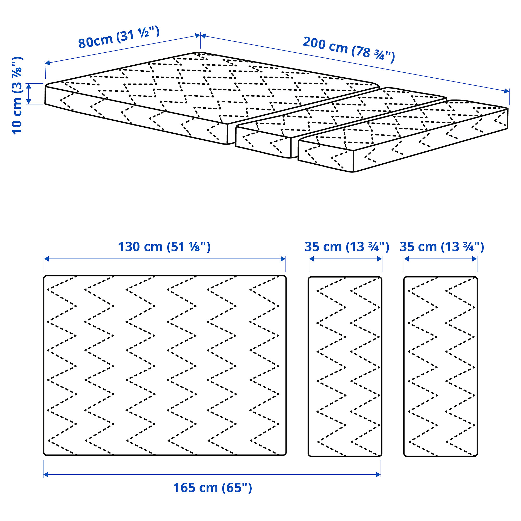 VIMSIG foam mattress for extendable bed