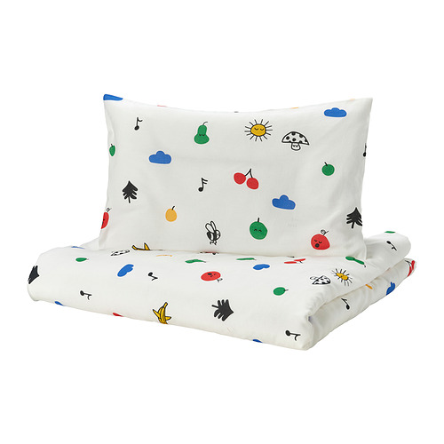 GRÖNFINK - duvet cover 1 pillowcase for cot, multicolour, 110x125/35x55 cm | IKEA Taiwan Online - PE930478_S4