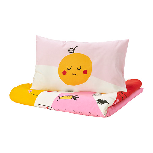 GRÖNFINK - duvet cover 1 pillowcase for cot, multicolour/striped, 110x125/35x55 cm | IKEA Taiwan Online - PE930317_S4