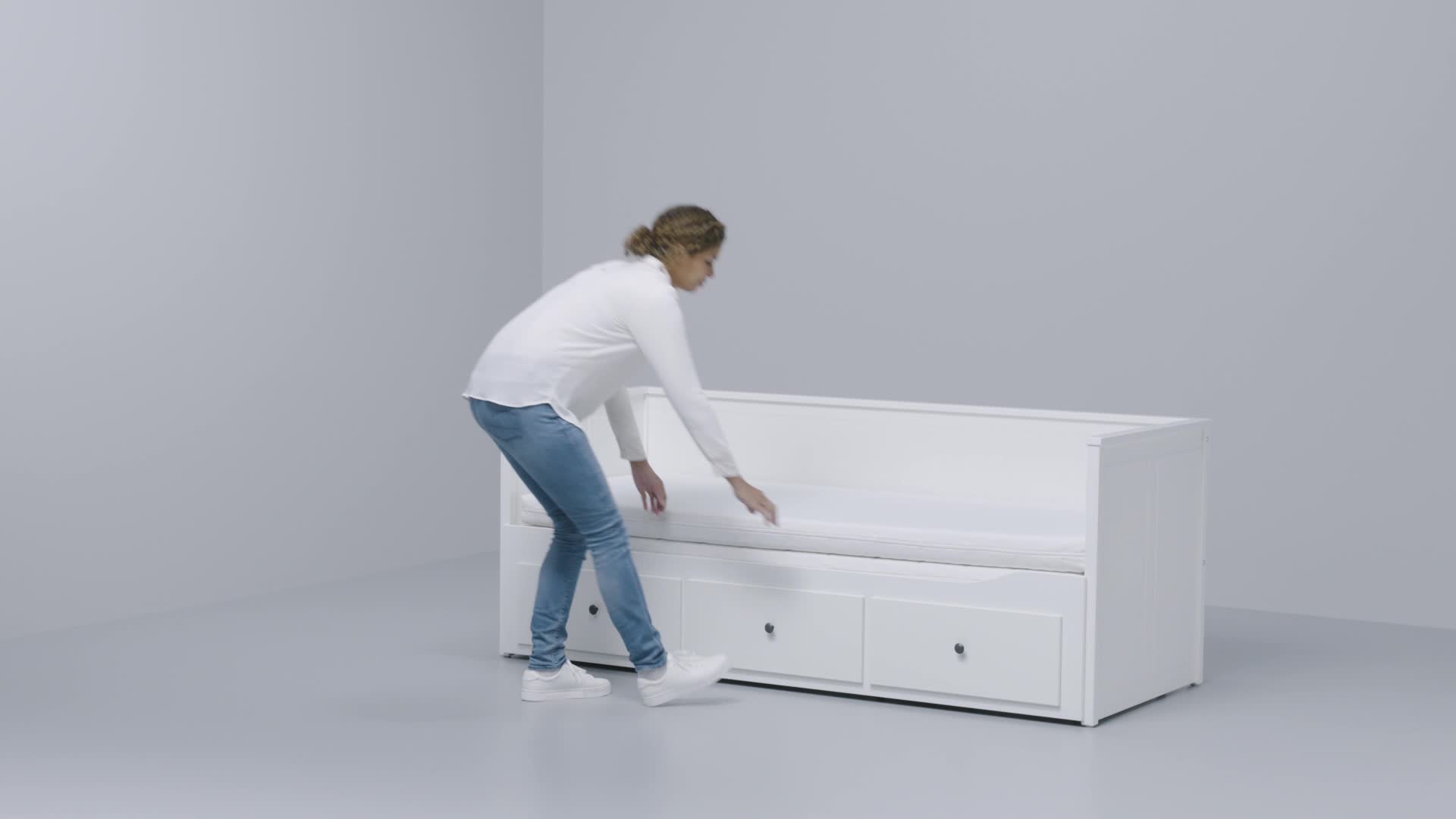 HEMNES - day-bed frame with 3 drawers, white, 80x200 cm
