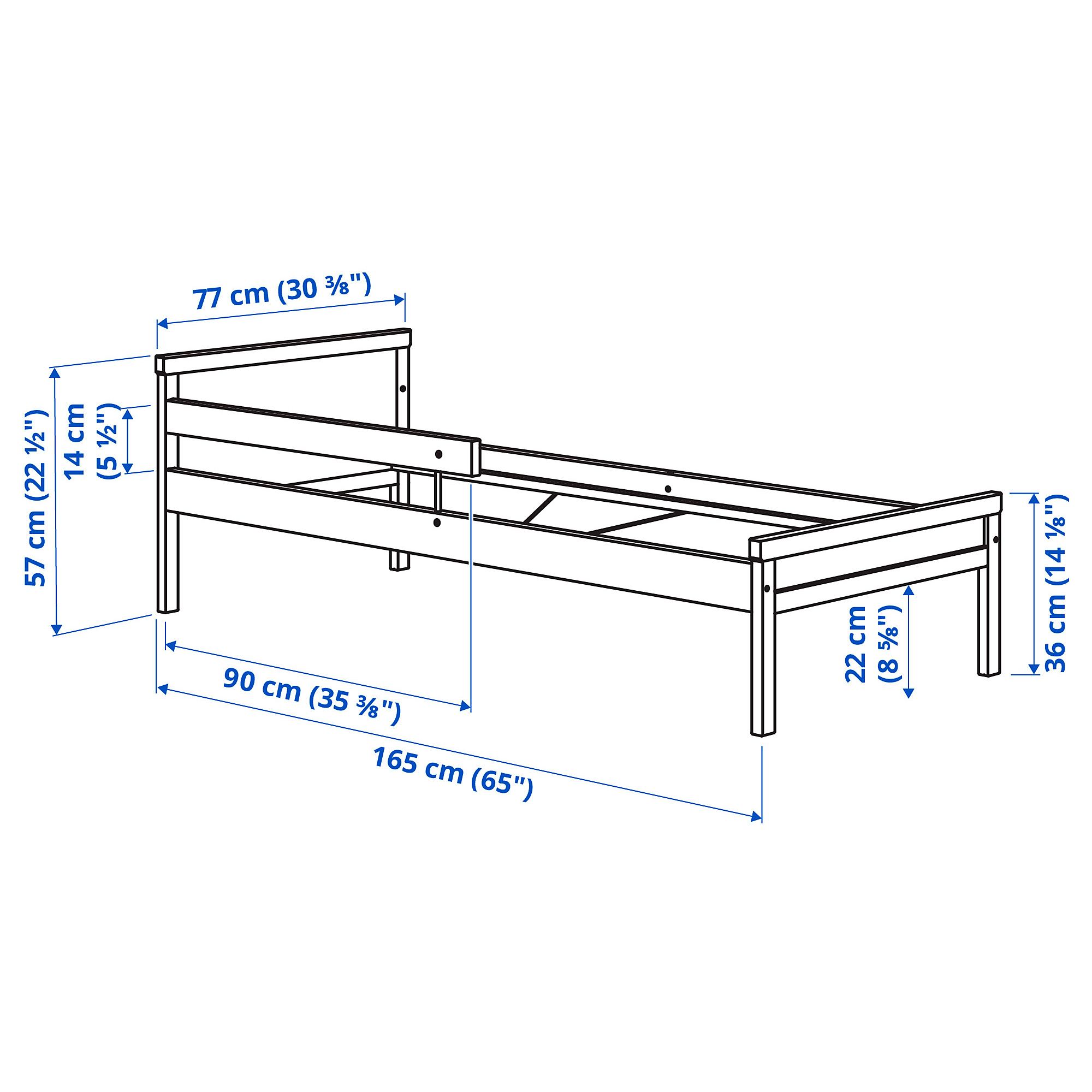 SNIGLAR bed frame and guard rail
