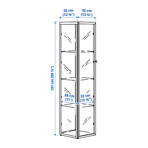 BLÅLIDEN glass-door cabinet