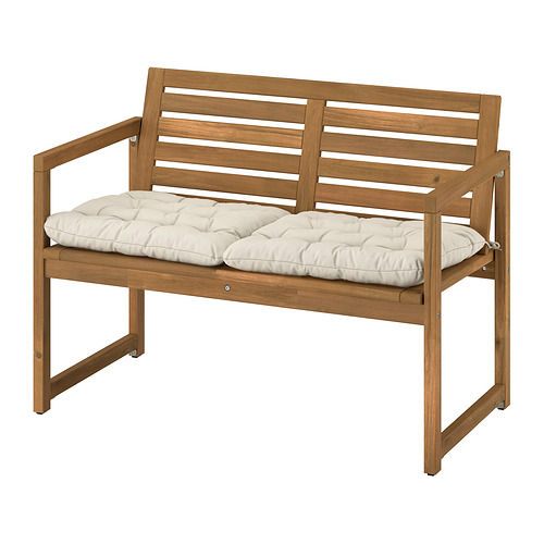 NÄMMARÖ - 背靠式長凳附靠枕，淺棕色/Kuddarna 淺灰米色 | IKEA 線上購物 - PE998635_S4