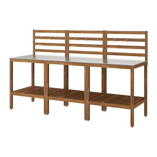 NÄMMARÖ - 戶外廚房, 淺棕色/不鏽鋼, 240x62 公分 | IKEA 線上購物 - PE998643_S4