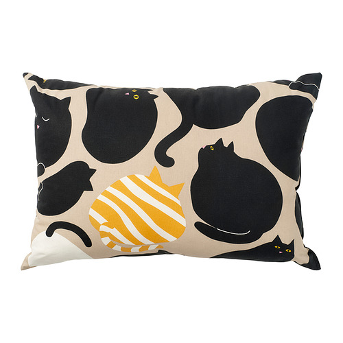 SANDMOTT - cushion, beige black/cat pattern, 35x50 cm | IKEA Taiwan Online - E1009074_S4