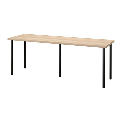 LAGKAPTEN/ADILS - desk, white stained oak effect/black, 200x60 cm | IKEA Taiwan Online - PE813060_S4
