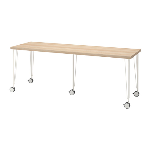 LAGKAPTEN/KRILLE - desk, white stained oak effect/white, 200x60 cm | IKEA Taiwan Online - PE813067_S4
