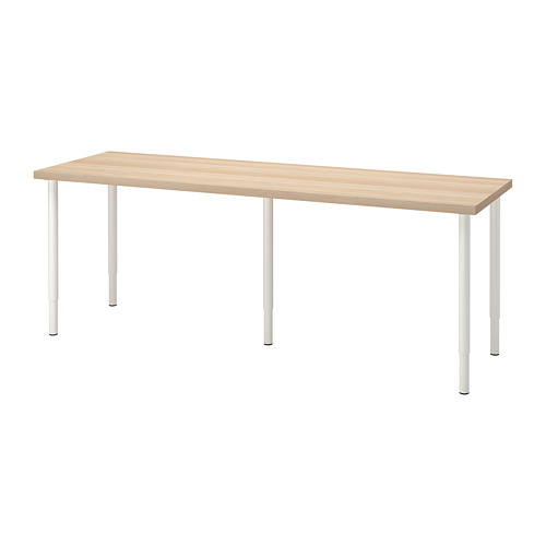 LAGKAPTEN/OLOV - desk, white stained oak effect/white, 200x60 cm | IKEA Taiwan Online - PE813063_S4