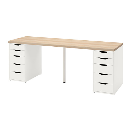 LAGKAPTEN/ALEX - desk, white stained oak/white, 200x60 cm | IKEA Taiwan Online - PE813072_S4