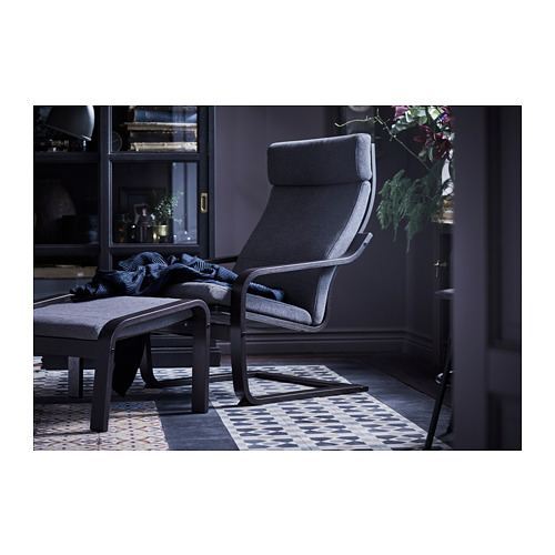 POÄNG - footstool, black-brown/Hillared anthracite | IKEA Taiwan Online - PH150635_S4