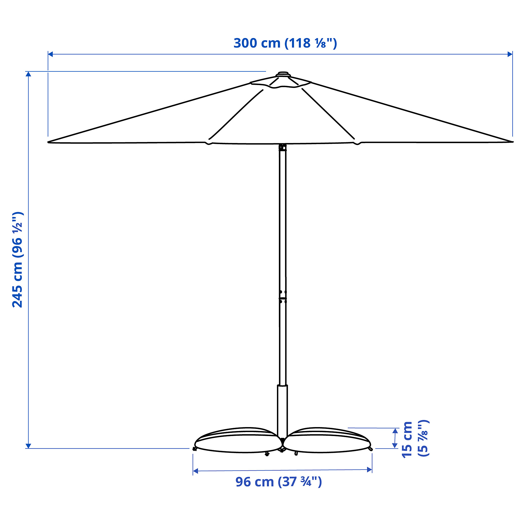 JOGGESÖ/IGGÖN parasol with base