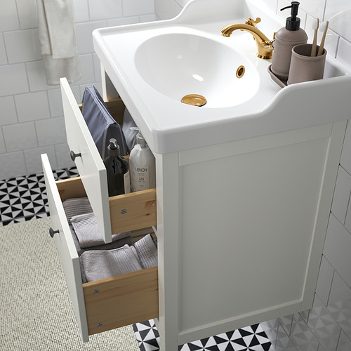 HEMNES/RUTSJÖN 洗臉盆櫃附抽屜/洗臉盆/水龍頭