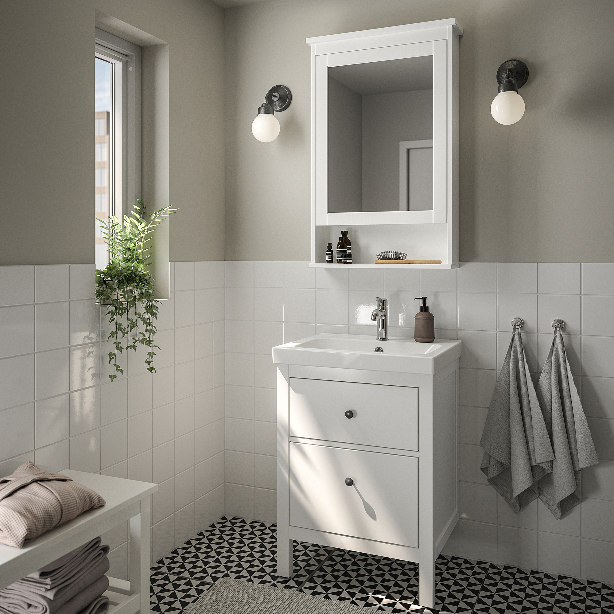 HEMNES/ORRSJÖN 洗臉盆櫃附抽屜/洗臉盆/水龍頭