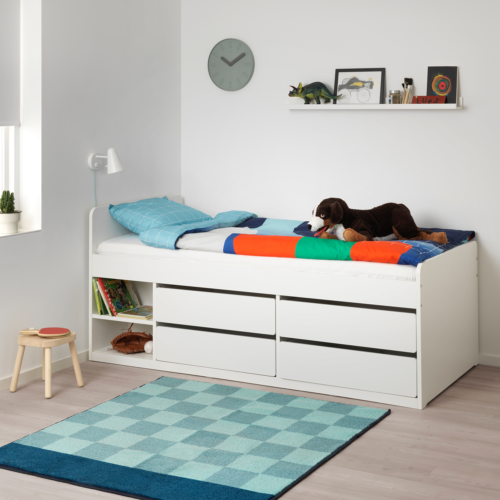 SLÄKT bed frame with storage