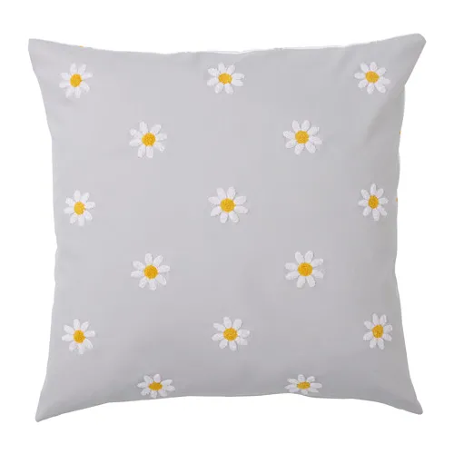 NATTSLÄNDA - 靠枕套, 花朵圖形 灰色/白色, 50x50 公分 | IKEA 線上購物 - PE813297_S4