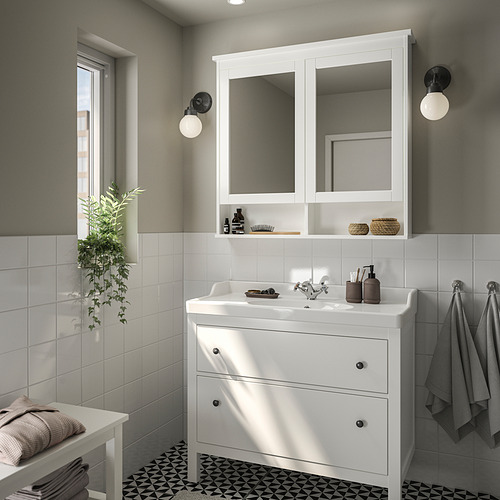 HEMNES/RUTSJÖN 洗臉盆櫃附抽屜/洗臉盆/水龍頭