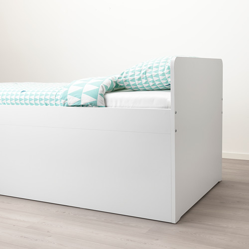 SLÄKT bed frame w storage+slatted bedbase